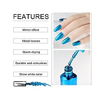 Kyda 18Ml Mirror Nail Polish Bright Colorful Nail Polish For Nail Art Longlasting Mirror Effect Nail Glue Gorgeous Reflective