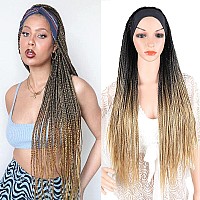 Braid Wig Headband Wigs For Black Women Long Blonde Box Braided Wig Ombre Brown Scarf Wig Twist Crochet Headband Wig Synhetic St