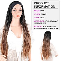 Box Braid Wigs For Black Women Long Cornrow Twist Crochet Braid Wig Ombre Brown Ice Silk Headband Wig Synthetic Braided Turban W