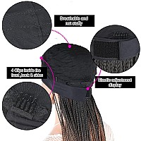 Box Braid Wigs For Black Women Long Cornrow Twist Crochet Braid Wig Ombre Brown Ice Silk Headband Wig Synthetic Braided Turban W