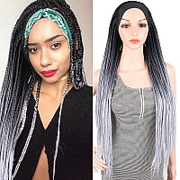 Headband Wigs For Black Women Box Braided Wig Twist Crochet Hair Cornrow Braids Ombre Gray Long Senegalese Twist Braided Headban