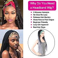 Headband Wigs For Black Women Box Braided Wig Twist Crochet Hair Cornrow Braids Ombre Gray Long Senegalese Twist Braided Headban