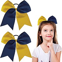 2 Packs Jumbo Cheerleading Bow 8 Inch Cheer Hair Bows Large Cheerleading Hair Bows With Ponytail Holder For Teen Girls Softball