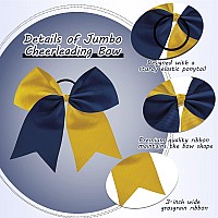 2 Packs Jumbo Cheerleading Bow 8 Inch Cheer Hair Bows Large Cheerleading Hair Bows With Ponytail Holder For Teen Girls Softball