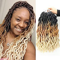 Short Faux Locs Crochet Bob Hair 12 Inch 8 Packs Prelooped Wavy Ombre Goddess Synthetic Crochet Dreadlocks Hair Braids For Blac