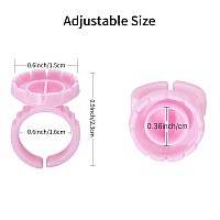 Miuffue 300 Pcs Glue Rings Smart Glue Holder For Eyelash Extensions Easy Fanning Glue Cups For Volume Lashes Pink