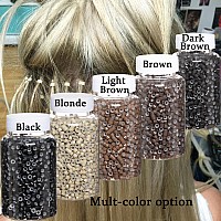 2500Pcs Hair Extentions Micro Rings Links Beads 5Mm Silicone Lined Beads For Human Hair Extensions Toolblack