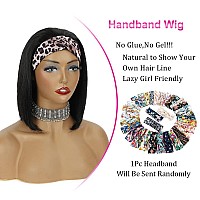 Aisi Headband Wigs Human Hair Bob Headband Wigs For Black Women Easy Put On And Go Glueless Wigs Short Straight Wigs Machine Mad