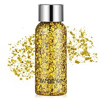 Holographic Golden Face Glitter Teoyall Long Lasting Glitter Shimmer Chunky Sequins Glitters For Body Face Hair Makeup Yello