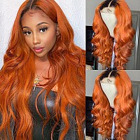 Yms Transparent Hd Lace Front Wigs Human Hair Ombre 1Borange Human Hair Wigs For Black Women 180 Density Body Wave Frontal Wig