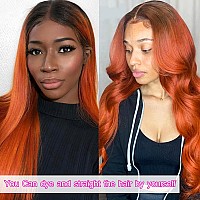 Yms Transparent Hd Lace Front Wigs Human Hair Ombre 1Borange Human Hair Wigs For Black Women 180 Density Body Wave Frontal Wig