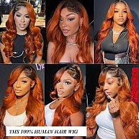 Yms Transparent Hd Lace Front Wigs Human Hair Ombre 1Borange Human Hair Wigs For Black Women 180 Density Body Wave Frontal Wig