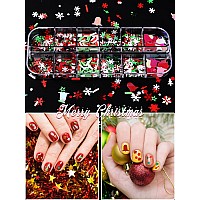 36 Grids Christmas Nail Art Sequins Ebanku Holographic Snowflakes Xmas Tree Snowman Flake Nail Glitter Sequins Colorful Sparkly