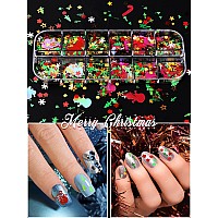 36 Grids Christmas Nail Art Sequins Ebanku Holographic Snowflakes Xmas Tree Stars Flake Nail Glitter Sequins Colorful Sparkly C