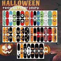 Tailaimei 10 Sheets Halloween Nail Wraps Stickers Nail Polish Strips Selfadhesive Full Wraps With 2 Pcs Nail Files For Diy Nail