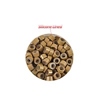 2000 Pcs Silicone Lined Micro Rings Links Beads 5Mm Lined Beads For Hair Extensions Tool Dark Blonde