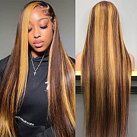 Subella Hd Transparent Highlight Lace Front Wigs Human Hair For Black Women 180 Density Brazilian 427 Straight Human Hair Wigs