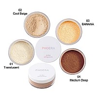 2 Pcs Phoera Setting Powder Control Oil Brighten Skin Color Cover Blemish Face Setting Loose Powder 02 Cool Beige