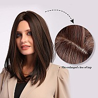 HAIRCUBE Short Dark Brown Bob Wigs Shoulder Length Wigs for Women Middle Part Heat Resistant Fibre Synthetic Wig Daily Natural looking