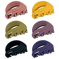 Medium Hair Claw Clips for Thin Hair, 2.6 Inch Strong Matte Flower Jaw Hair Clips for Women Girls Kids, Non Slip Hair Clamps with Gift Box for Fine Hair/Medium Thick Hair (6 Packs) (multi colors)