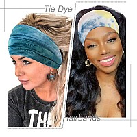 Aceorna Wide Headbands Stretch Turban Knotted Hairbands Elastic Yoga Workout Sweatband Running Sport Head Scarf Large African He