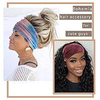 Aceorna Wide Headbands Stretch Turban Knotted Hairbands Elastic Yoga Workout Sweatband Running Sport Head Scarf Large African He