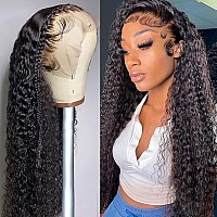 kiss love 13X4 Deep Wave Lace Front Wigs Human Hair Deep Wave Lace Frontal Wet and Wavy Wig Human Hair Pre Plucked with Natural Baby Hair 180% Density (26Inch)