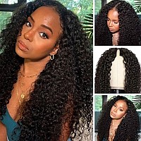 Nadula Curly Upgraded U Part Wig Human Hair 4X1 Inch Samll Leave Out For Black Women 10A Brazilian Curly Upart Wigs Remy Hair