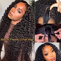 Nadula Curly Upgraded U Part Wig Human Hair 4X1 Inch Samll Leave Out For Black Women 10A Brazilian Curly Upart Wigs Remy Hair