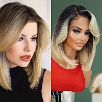 Glam21Usa Hd Lace Front Wig 13X6 Glueless Transparent Lace Frontal Bob Wigs Human Hair Blend Pre Plucked Swiss Lace Straight Cur