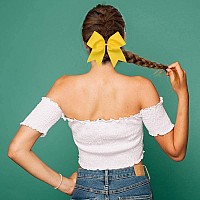 Oaoleer 8 Jumbo Large Cheer Bows Ponytail Holder Elastic Band Handmade Boutique Hair Accessories For Cheerleading Teen Girls C