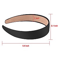 Siquk 30 Pieces Black Satin Headbands 1 Inch Wide Nonslip Headbands Hair Plain Headbands Diy Headband For Women And Girls