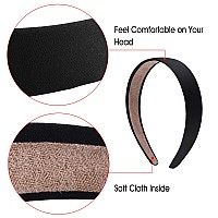 Siquk 30 Pieces Black Satin Headbands 1 Inch Wide Nonslip Headbands Hair Plain Headbands Diy Headband For Women And Girls