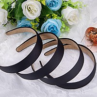 Siquk 30 Pieces Black Satin Headbands 1 Inch Wide Nonslip Headbands Hair Plain Headbands Diy Headband For Women And Girls