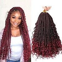 LMZIM 14 Inch Goddess Box Braids Crochet Hair Bohomian Crochet Box Braids Curly Ends 8 Pack 3X Crochet Braids Synthetic Braiding Hair Extension (14inch, T118)