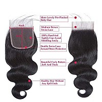 Body Wave Closure 4X4 Free Part Closure Brazilian Human Hair Closure Body Wave Lace Top Closure Human Hair 100 Virgin Human Hai