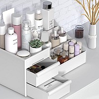 Skin Care Organizer Makeup Desk Organizer With Drawers Countertop Organizer For Cosmetics Vanity Brush With Holder For Lipstick