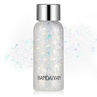 Holographic White Face Glitter Teoyall Long Lasting Glitter Shimmer Chunky Sequins Glitters For Body Face Hair Makeup White