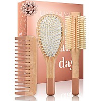 Wooden Hair Brush Set Paddle Brush Round Brush Comb Hair Brushes With Soft Bristles Hairbrushes For Women By Lily England