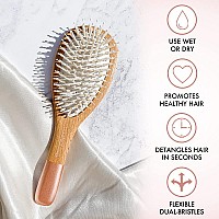 Wooden Hair Brush Set Paddle Brush Round Brush Comb Hair Brushes With Soft Bristles Hairbrushes For Women By Lily England