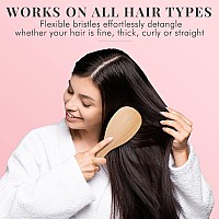 Wooden Hair Brush Set Paddle Brush Round Brush Comb Hair Brushes With Soft Bristles Hairbrushes For Women By Lily England