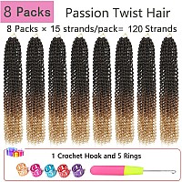 Ombre Passion Twist Hair 24 Inch 8 Packs Passion Twist Crochet Hair For Women Water Wave Braiding Hair Long Spring Twist Hair Sy