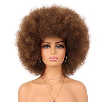 Gt Wig 70S Afro Puff Mixed Brown Wigs For Black Women Glueless Wear And Go Wig Natural Looking Fluffy And Large Bouncy Afro Wig