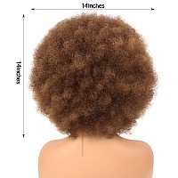 Gt Wig 70S Afro Puff Mixed Brown Wigs For Black Women Glueless Wear And Go Wig Natural Looking Fluffy And Large Bouncy Afro Wig