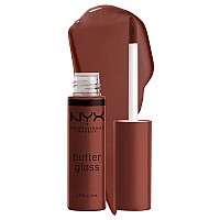 NYX PROFESSIONAL MAKEUP Butter Gloss Brown Sugar, Non-Sticky Lip Gloss - Brownie Drip (Deep Brown)