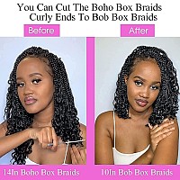 Cookoo 14 Inch Goddess Box Braids Crochet Hair With Curly Ends 8 Pack Synthetic Bohomian Hippie Box Braids Crochet Hair Pre Loop