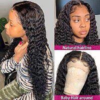 Super Idol Deep Wave Closure Wigs Human Hair 4X4 Lace Front Wigs Human Hair Brazilian Hair 150 Density Free Part Wig Wet And Wa