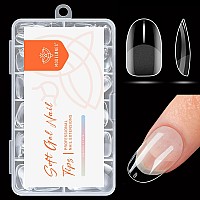 Modelones Short Round Nail Tips Preshaped Full Cover Fake Nails Soft Gel Acrylic Nail Tips 216Pcs 12Sizes