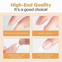 Modelones Short Round Nail Tips Preshaped Full Cover Fake Nails Soft Gel Acrylic Nail Tips 216Pcs 12Sizes