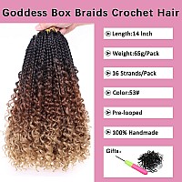 Cookoo 14 Inch 8 Packs Goddess Box Braids Crochet Hair For Women Synthetic Bohomian Hippie Box Braids Crochet Hair Pre Looped Wi